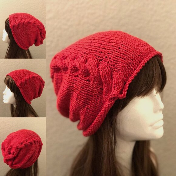 NEW Handmade Butterfly Cable Cotton Hat, Women Size OS - Picture 5 of 5